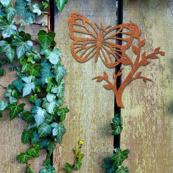 Metal Butterfly On Branch Art Metal Garden Decor, 10 of 10