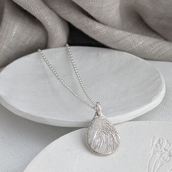 Silver Fingerprint Dewdrop Necklace, 2 of 9