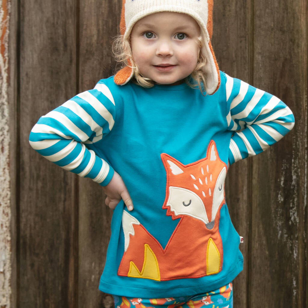 Kids Top Friendly Fox By Piccalilly | notonthehighstreet.com
