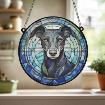 Whippet Black And White Stained Glass Effect Suncatcher, 6 of 6