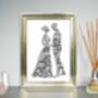 Wedding Day Couple Personalised Print, thumbnail 1 of 2
