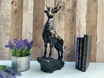 Large 41cm Stag Figurine Black And Brown Deer Ornament, 2 of 11