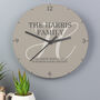 Personalised Family Initial Wooden Wall Clock, thumbnail 1 of 5