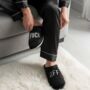 'F**K Off' Black Fleece Slippers, thumbnail 1 of 3