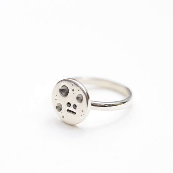 Full Moon Ring, Sterling Silver And Black Diamond, 3 of 10