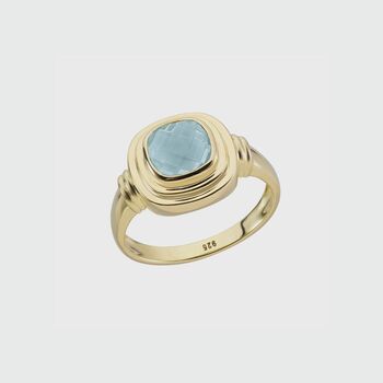 California Cushion Blue Topaz Gold Plated Ring, 2 of 4