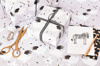 Dancing Crane Eco Recycled Wrapping Paper Pack, 3 of 3