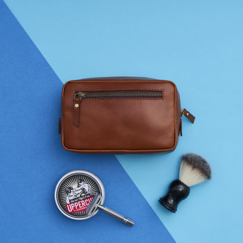 Personalised Leather Shaving Kit Bag, 4 of 6