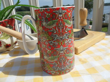Medium China Jug In Red Strawberry Thief Design, 5 of 5
