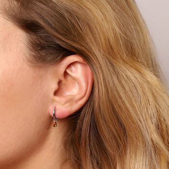 November Huggie Hoop Birthstone Charm Earrings, 4 of 4