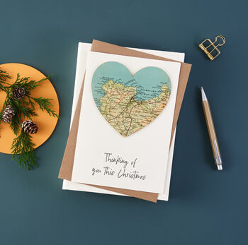 Personalised Map Heart Christmas Card, 2 of 6
