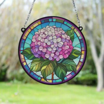 Hydrangea Stained Glass Effect Suncatcher, 5 of 6