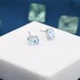 Natural Blue Topaz Stud Earrings Sterling Silver, thumbnail 1 of 11