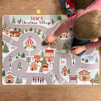 Personalised Children's Play Mat Christmas Village, 4 of 4