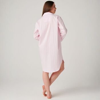 Women's 'Shell Pink' Satin Stripe Cotton Nightshirt, 3 of 4
