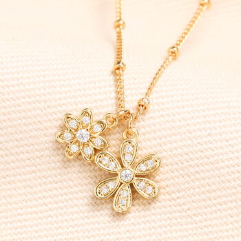 Double Flower Charm Necklace, 3 of 7