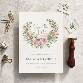 Blush Pink Roses And Greenery Wedding Invitation Suite, 3 of 12