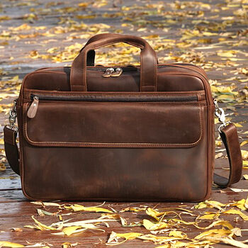 Vintage Look Leather Briefcase, 9 of 12