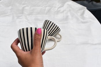 Black Striped Coffee Mugs, 3 of 3