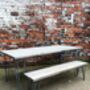 Industrial Reclaimed Hairpin Leg Table And Bench 202, thumbnail 1 of 6