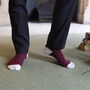Lux Taylor Burgundy Luxury Crew And Trainer Men’s Socks, thumbnail 6 of 6