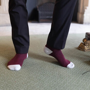 Lux Taylor Burgundy Luxury Crew And Trainer Men’s Socks, 6 of 6
