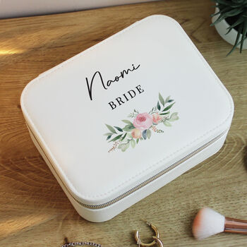 Personalised Wedding Travel Jewellery Box Gift For Bride, Bridesmaid And Mother Of The Bride, 6 of 7