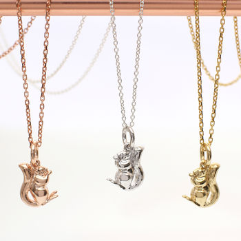 Gold Plated Or Sterling Silver Tiny Squirrel Necklace, 2 of 4