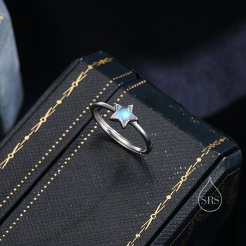 Sterling Silver Moonstone Star Ring, 2 of 11