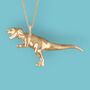 T Rex Dinosaur Necklace In 18ct Gold Plated Silver, thumbnail 1 of 12