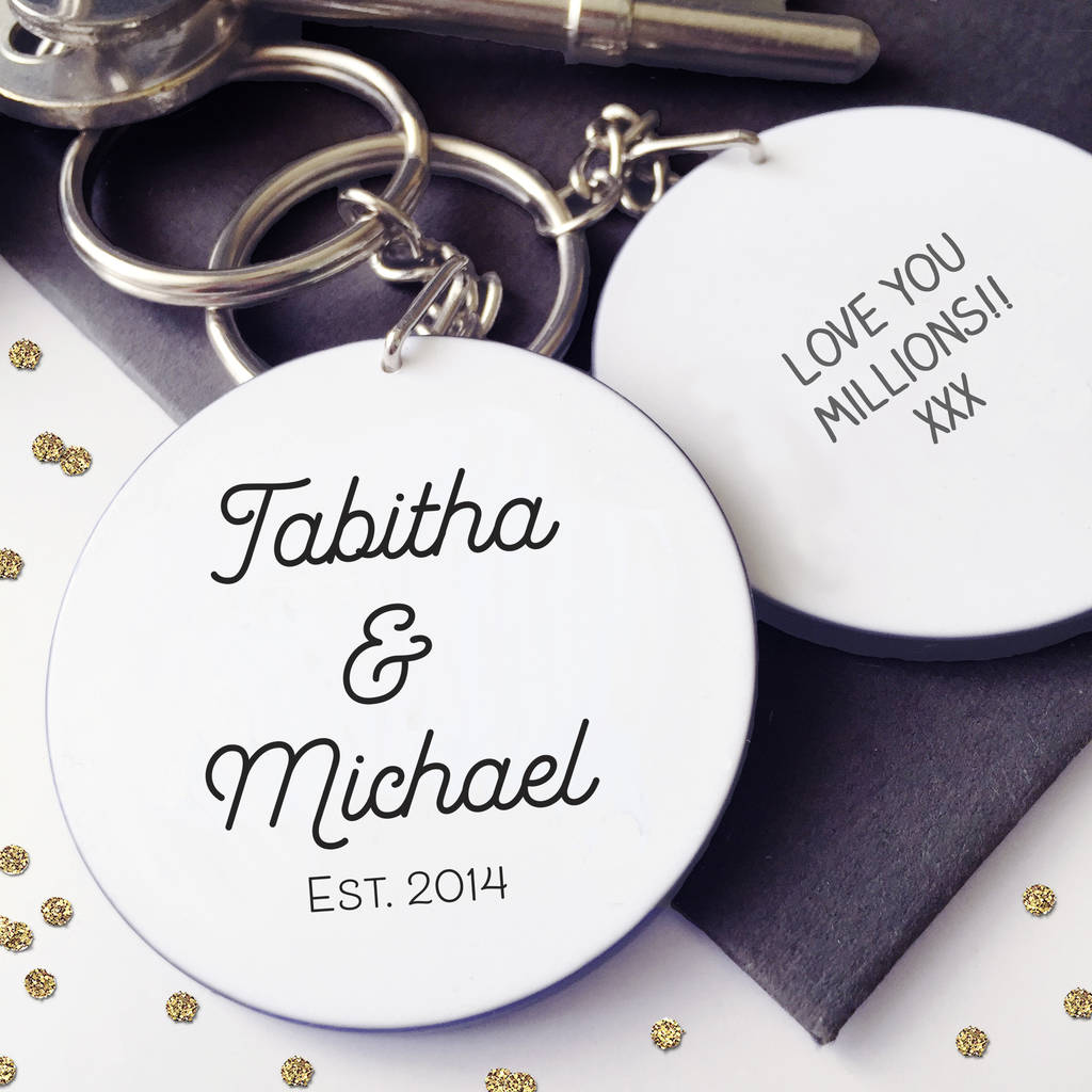 Image of Personalised Couple Name Valentine Message Keyring