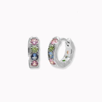 Pastel Stone Textured Hoop Earrings, 3 of 8