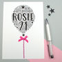 21st Happy Birthday Balloon Sparkle Card, thumbnail 3 of 12
