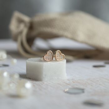 Rose Gold Cz Heart Earrings, Happy Birthday, 4 of 6