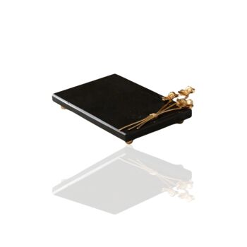 Handmade Black Marble Serving Board With Floral Detail, 2 of 12