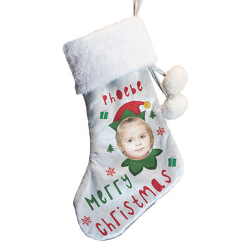 Personalised Photo Elf Christmas Stocking, 4 of 4