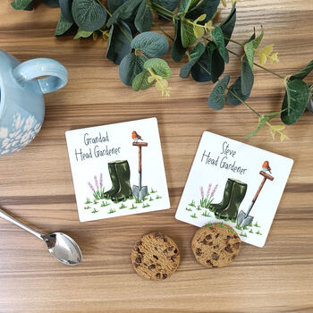 Personalised Head Gardener Ceramic Coasters, 3 of 5