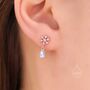 Sterling Silver Snowflake And Moonstone Stud Earrings, thumbnail 2 of 11