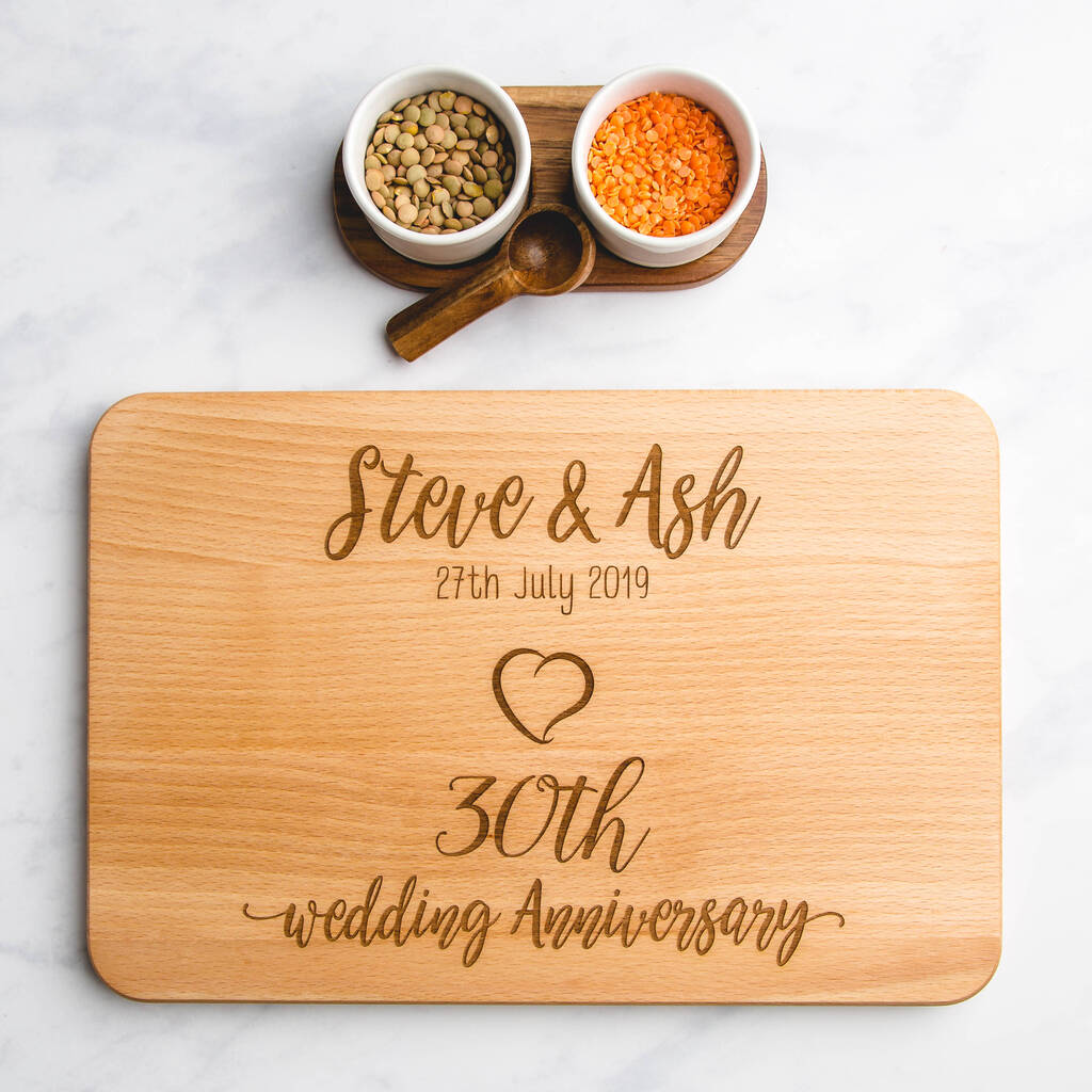 Anniversary Personalised Engraved Wooden Chopping Board, 1 of 3