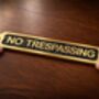 Solid Brass “No Trespassing” Door Sign Plaque With Black Finish, thumbnail 6 of 6