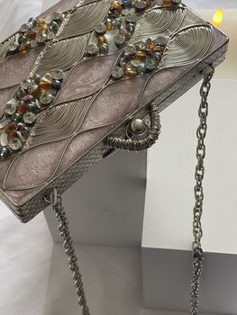 Gitega Pink And Silver Bead Clutch, 5 of 6