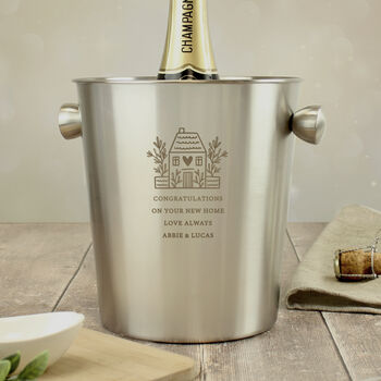Personalised New Home Stainless Steel Ice Bucket, 2 of 6