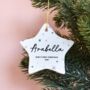 Personalised Baby's First Christmas Ceramic Star Bauble, thumbnail 1 of 2