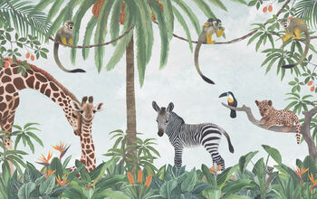 Safari Animals Jungle Scene Wallpaper, 3 of 8