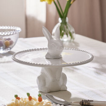 White Ceramic Rabbit Cake Stand, 4 of 7