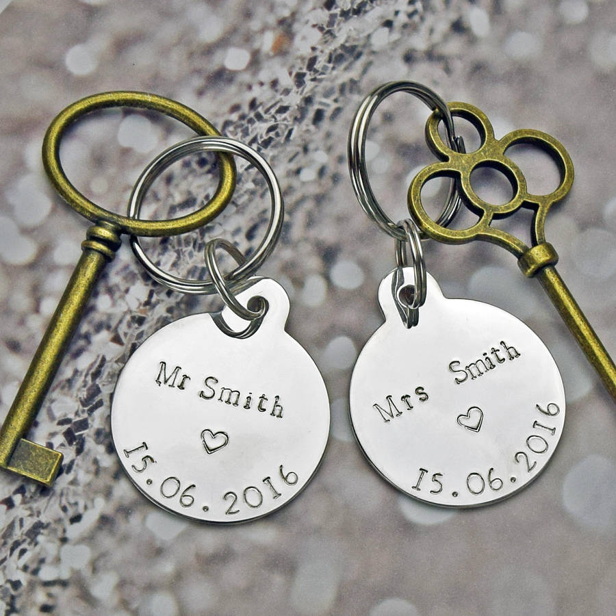 Image of Mr And Mrs Personalised Keyring Set