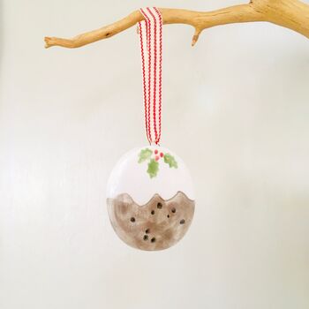 Ceramic Christmas Pudding Hanging Decoration, 2 of 4