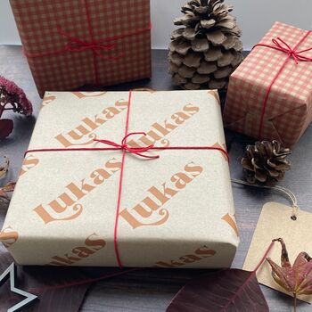 Retro Christmas Personalised Name Wrapping Paper Set, 10 of 10