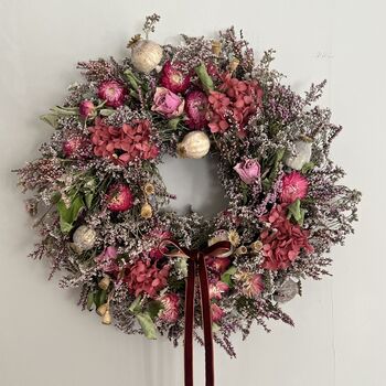 Autumnal Dried Flower Heather And Poppy Wreath, 6 of 9