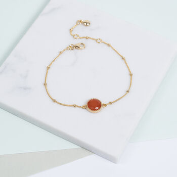 July Carnelian Birthstone Gold Bracelet, 3 of 4